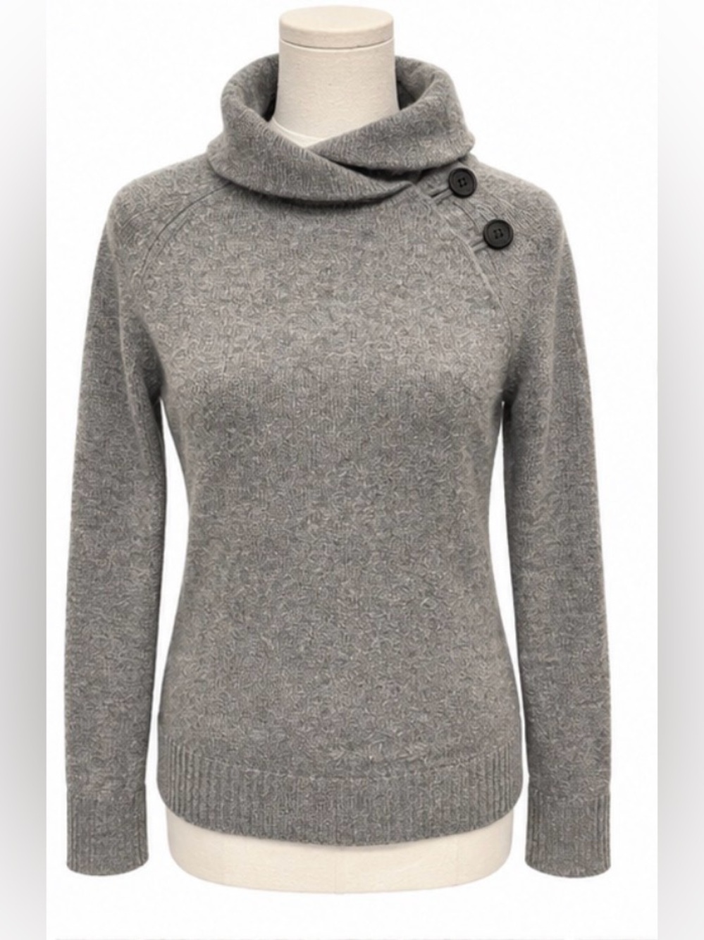 J.Crew Di Lusso 100% Cashmere Sweater Gray Funnel Neck Size M